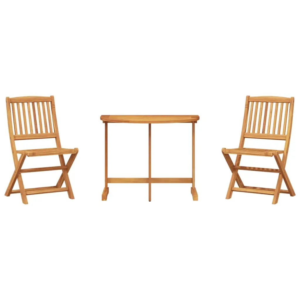 Ensemble de 3 pcs table de jardin et chaises pliable – mobilier de jardin bois d’acacia massif-JU2771
