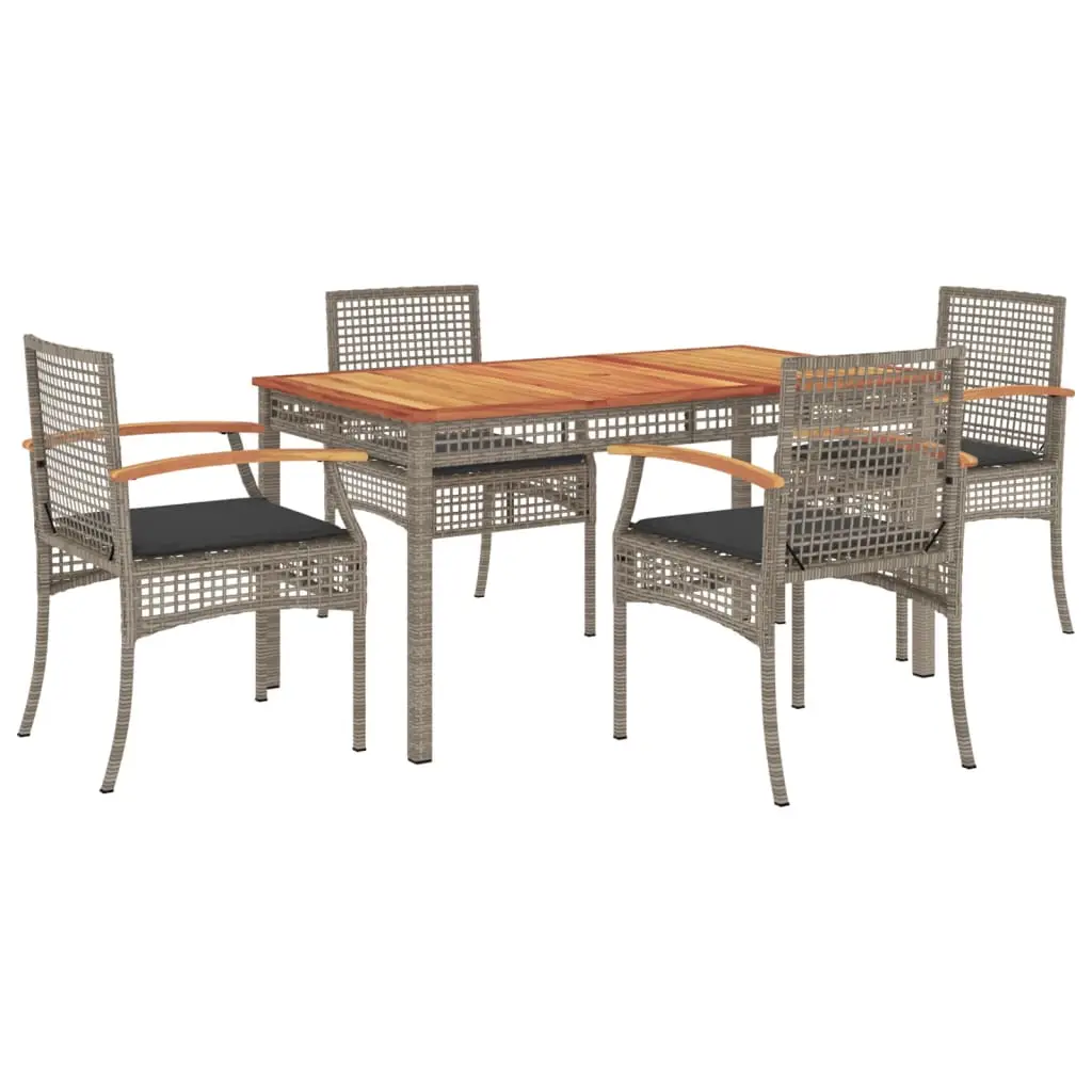Ensemble de 5 pcs table de jardin avec chaises – mobilier de jardin coussins gris résine tressée-JU2337