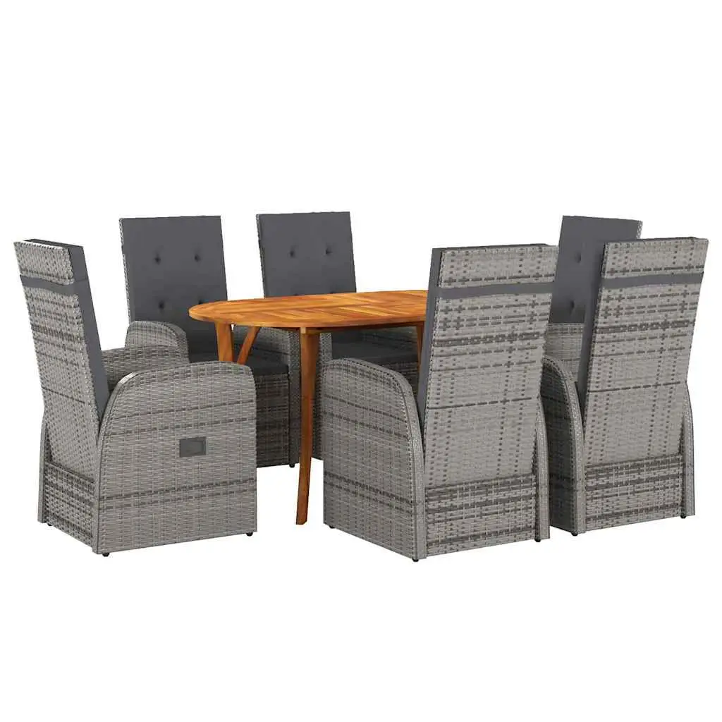 Ensemble de salle à manger pour jardin 7 pcs Gris polyrotin vidaXL 3172817