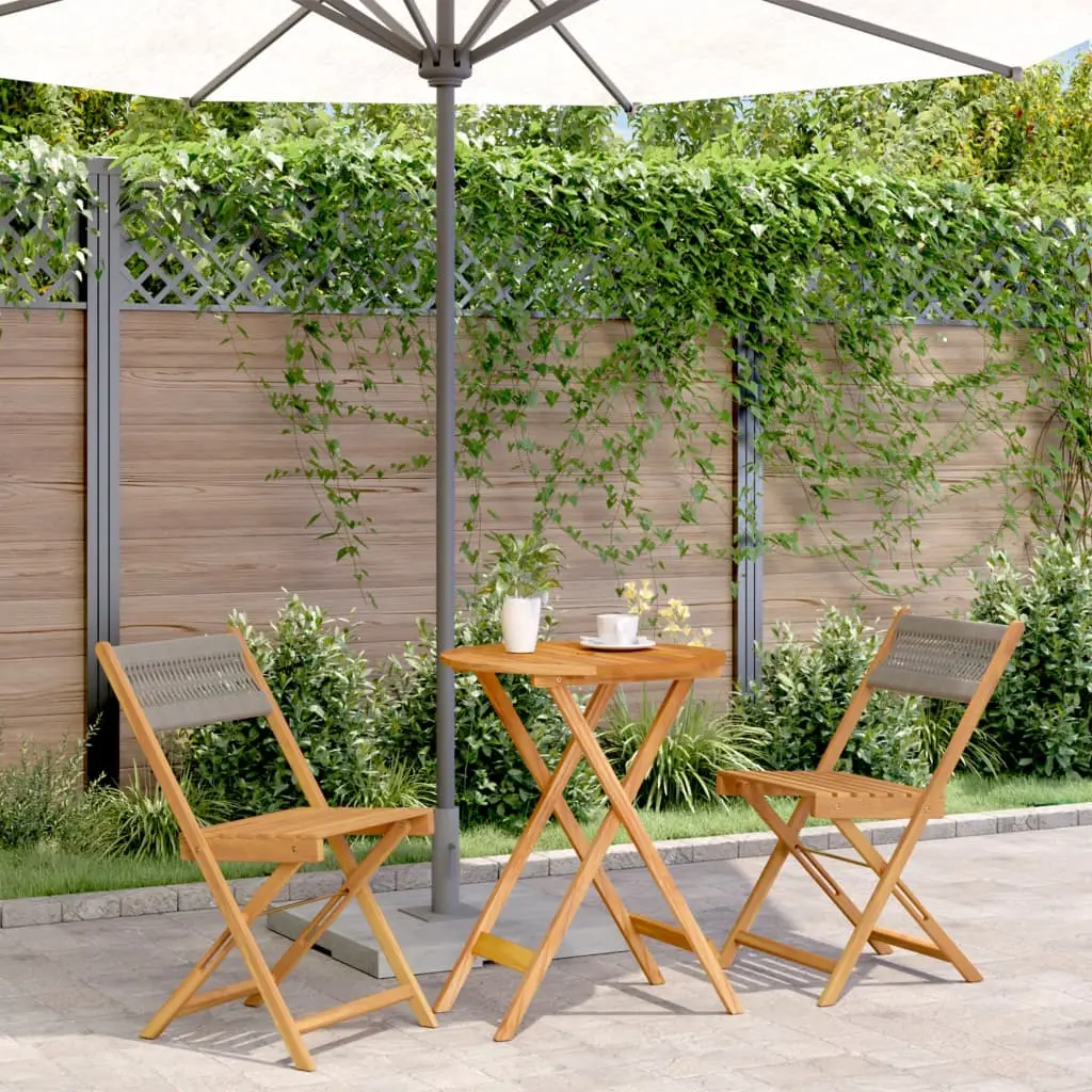 Ensemble de jardin bistrot 3 pièces pliable bois et polypropylène idéal pour petit balcon gris – ComfortXL Outdoor Living