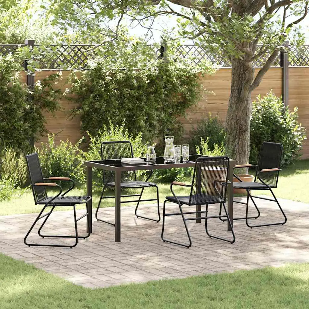 Ensemble de salle à manger pour jardin 5 pcs Noir vidaXL 3379172
