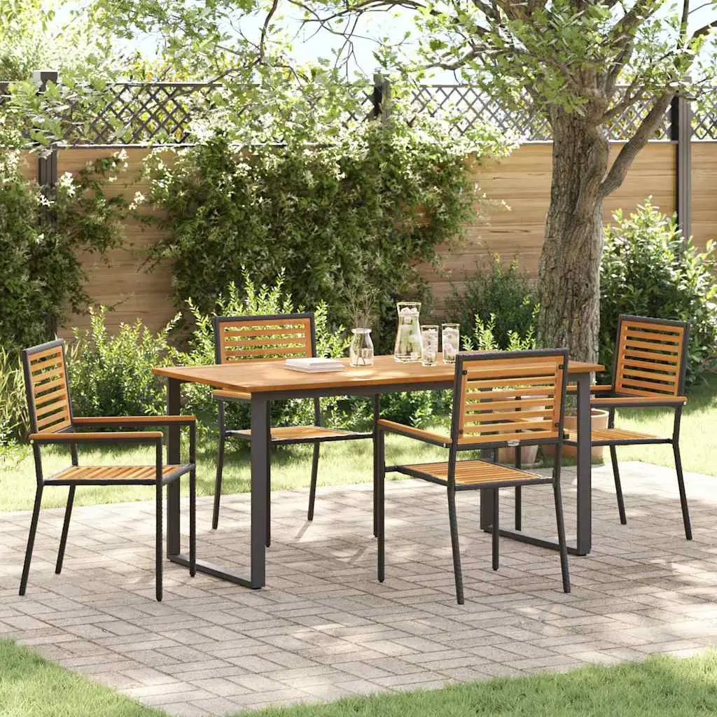Ensemble de salle à manger pour jardin 5 pcs Noir vidaXL 3365457