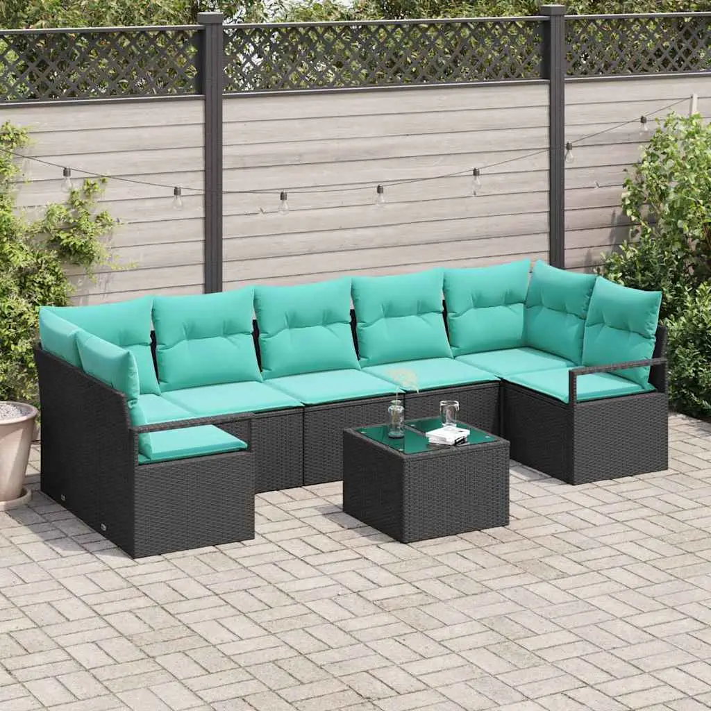 Ensemble de Canapés 8 pcs Noir et turquoise polyrotin vidaXL 3346306