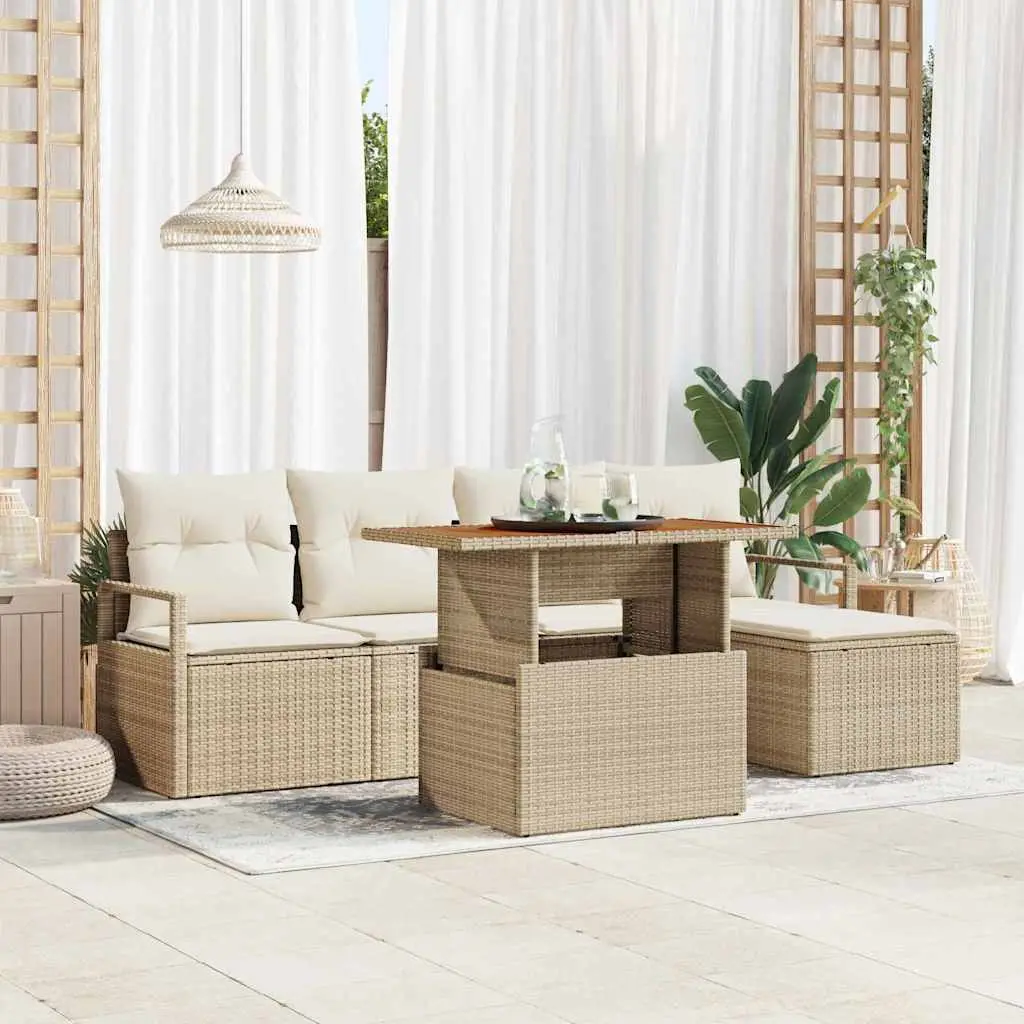 Ensemble de salle à manger pour jardin 6 pcs Beige et crème vidaXL 3349700 beige et crème