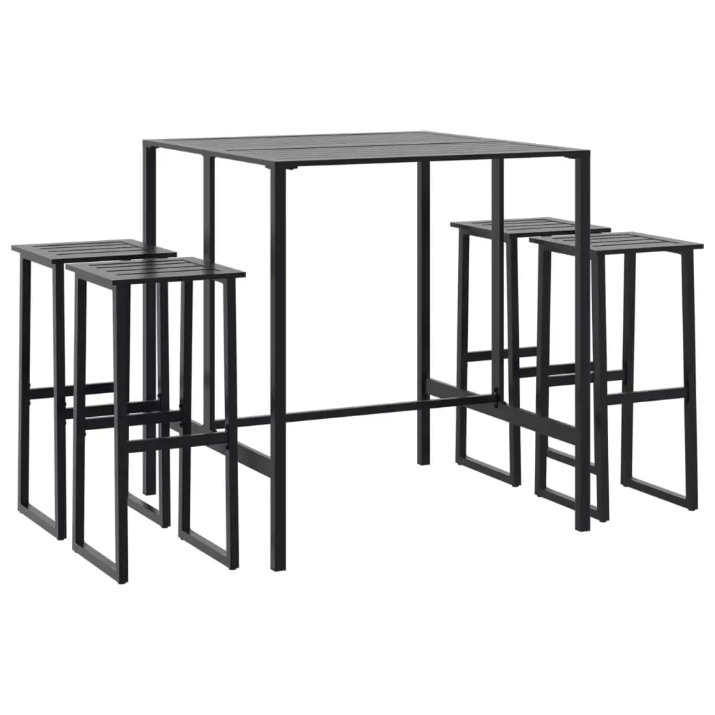 Ensemble de 5 pcs bar de jardin – Mobilier d’extérieur – Mobilier de jardin noir acier enduit de poudre-JU1850