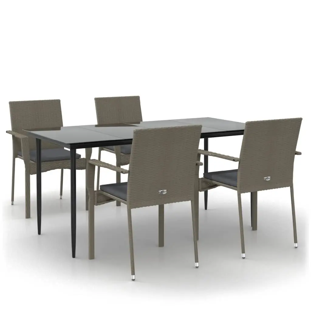 Ensemble de 5 pcs table de jardin et chaises avec coussins – mobilier de jardin noir et gris