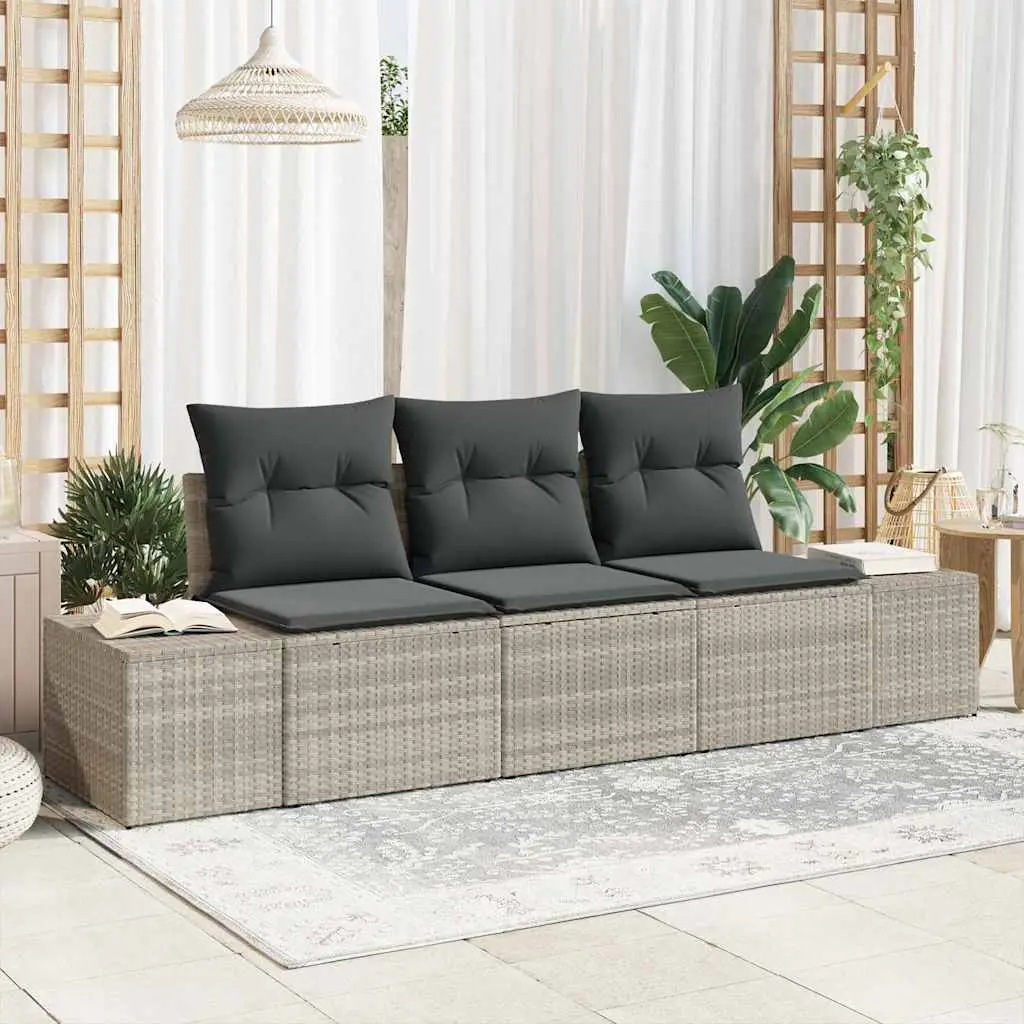 Ensemble de Canapés avec coussin 3 pcs Gris clair polyrotin vidaXL 3346922