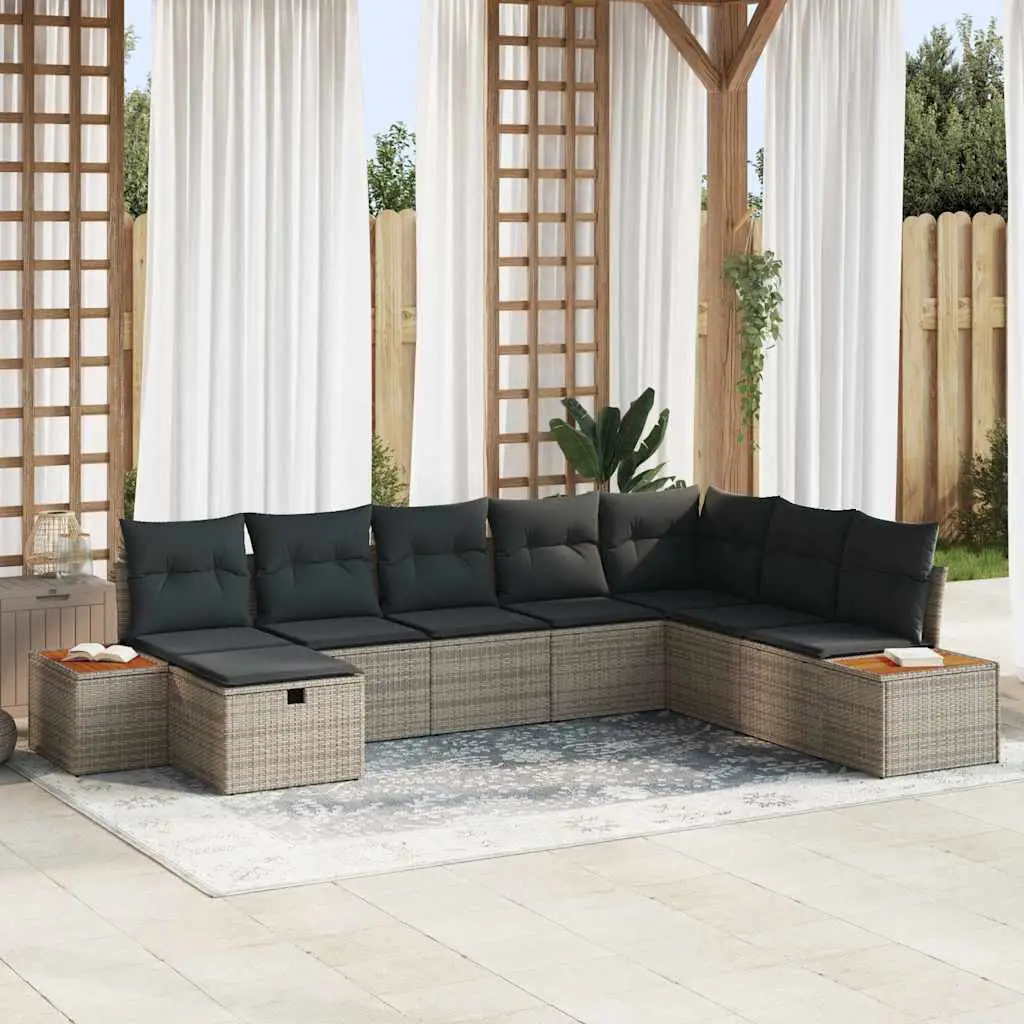 Ensemble de canapé de jardin avec coussin Gris polyrotin vidaXL 3360988