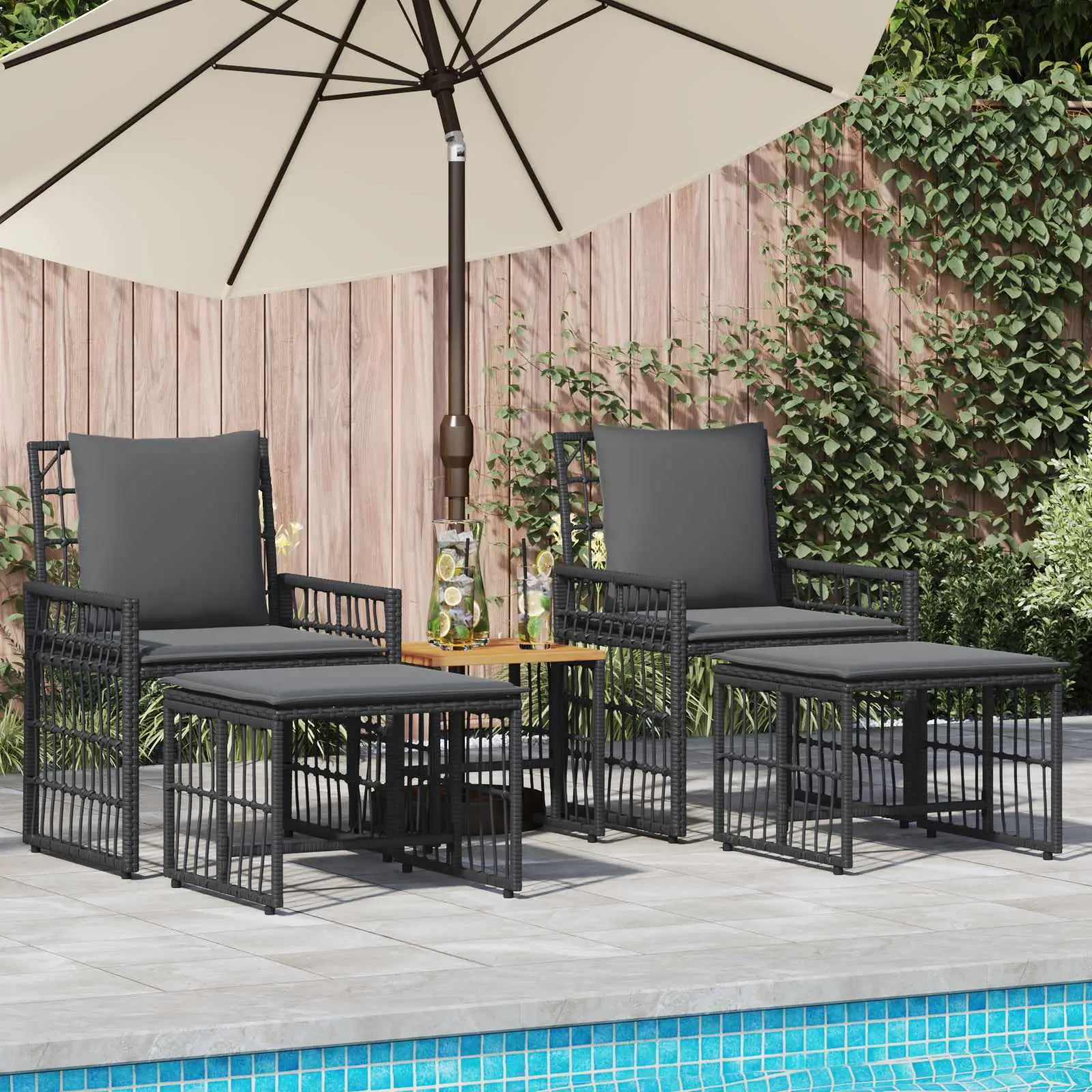 Ensemble de meubles d’extérieur 5 pcs Noir et Gris foncé vidaXL 42025136