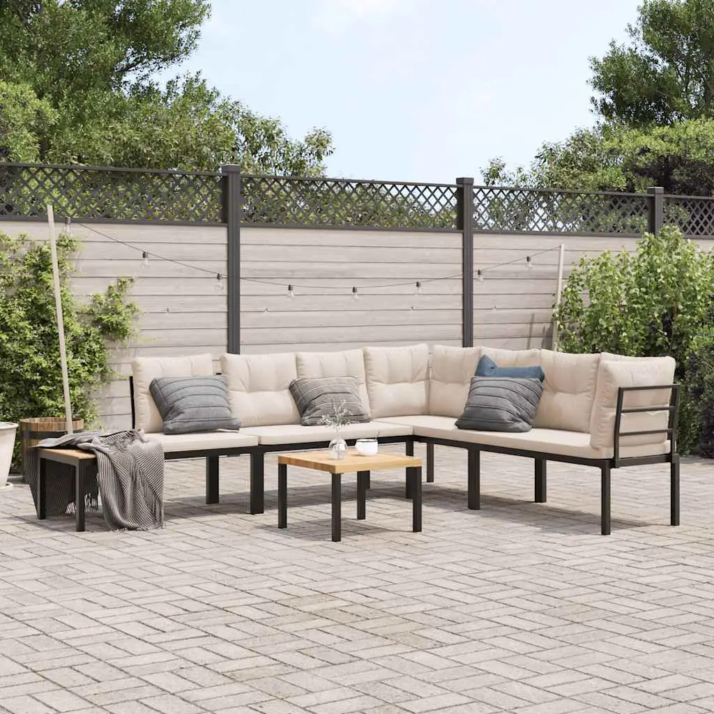 Ensemble de banc de jardin avec coussins 5 pcs noir vidaXL 3283643