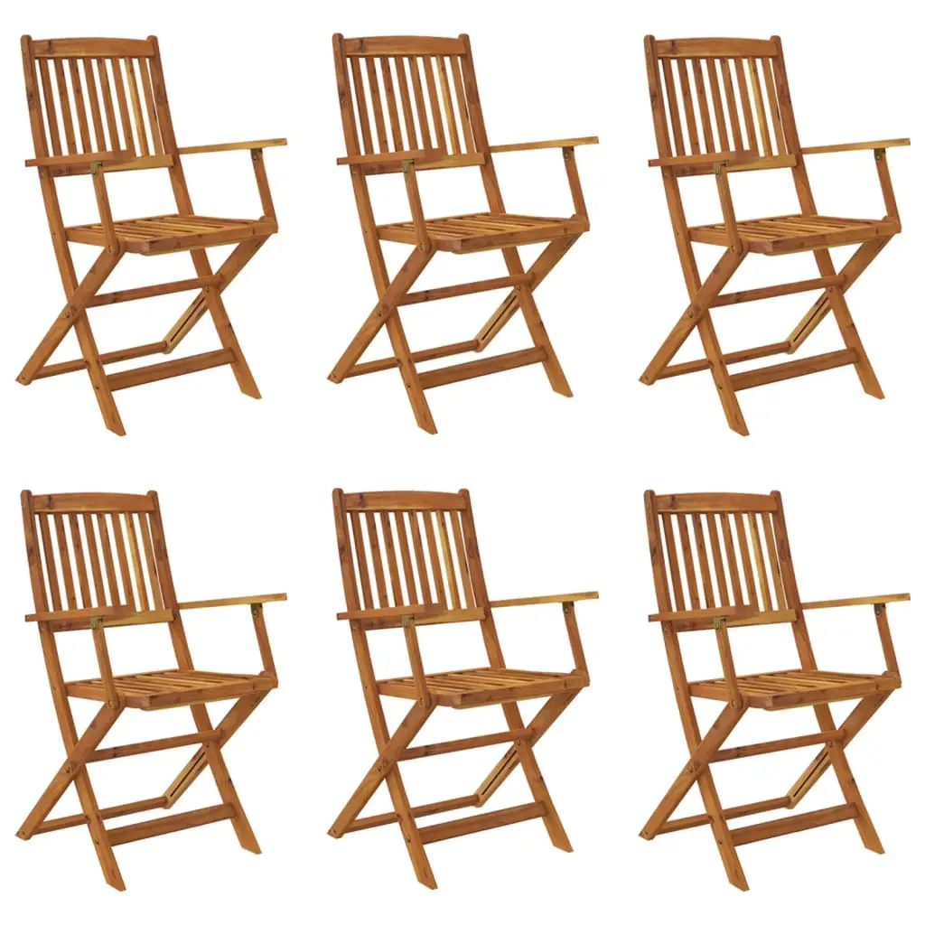 Ensemble de 7 pcs table de jardin et chaises pliable – mobilier de jardin bois d’acacia solide-JU2594
