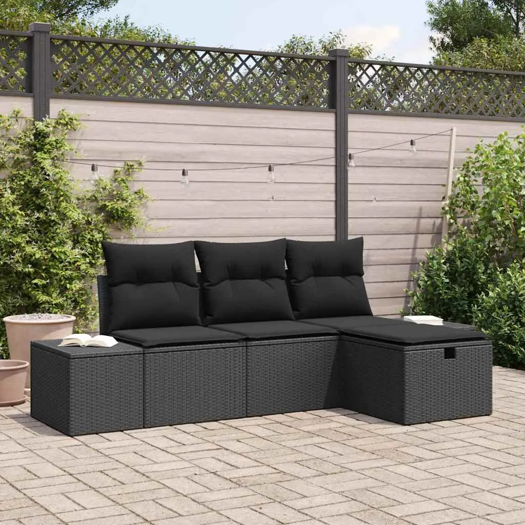 Ensemble de Canapés avec coussin 4 pcs polyrotin vidaXL 3360684