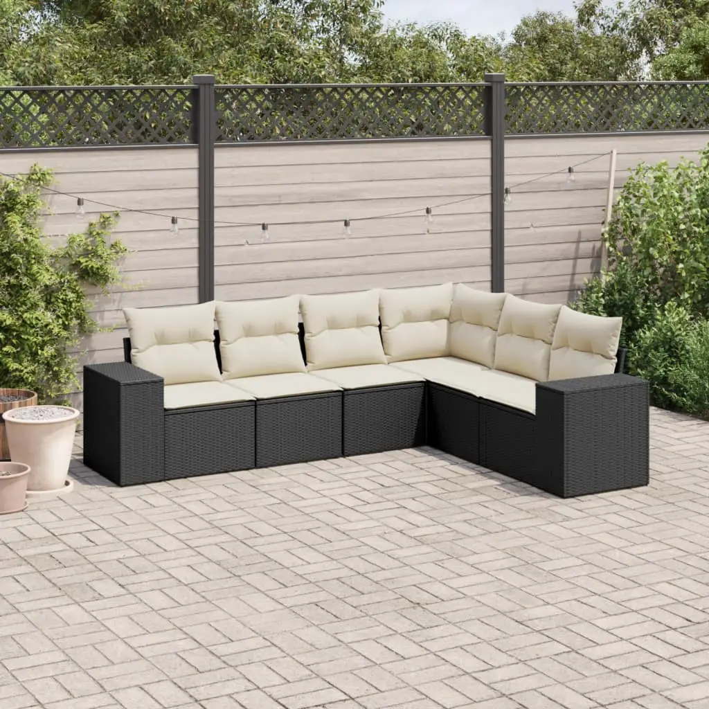 Ensemble Canapé Modulable 6 Places en Résine Tressée avec Rangement Intégré pour Balcon Jardin Noir – ComfortXL Outdoor Living
