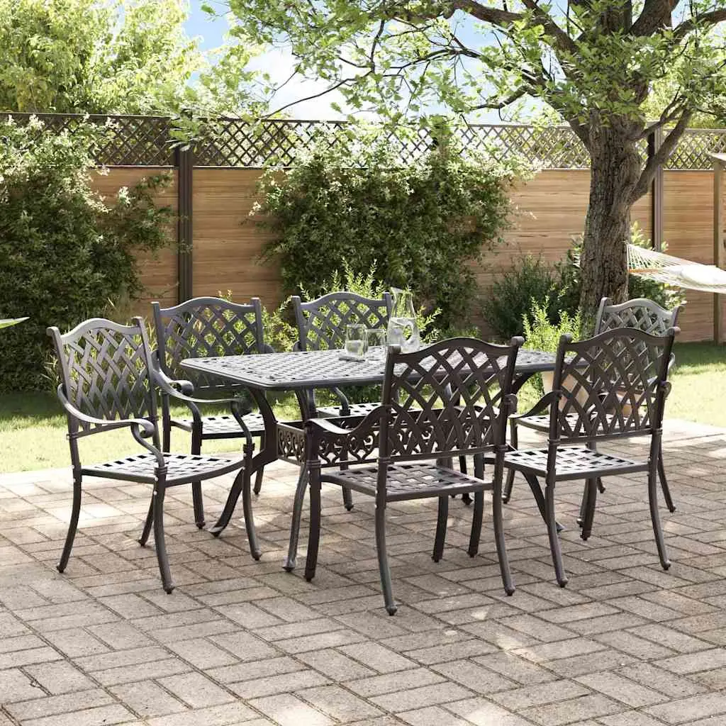 Ensemble de salle à manger pour jardin 7 pcs Noir Aluminium vidaXL 3334657