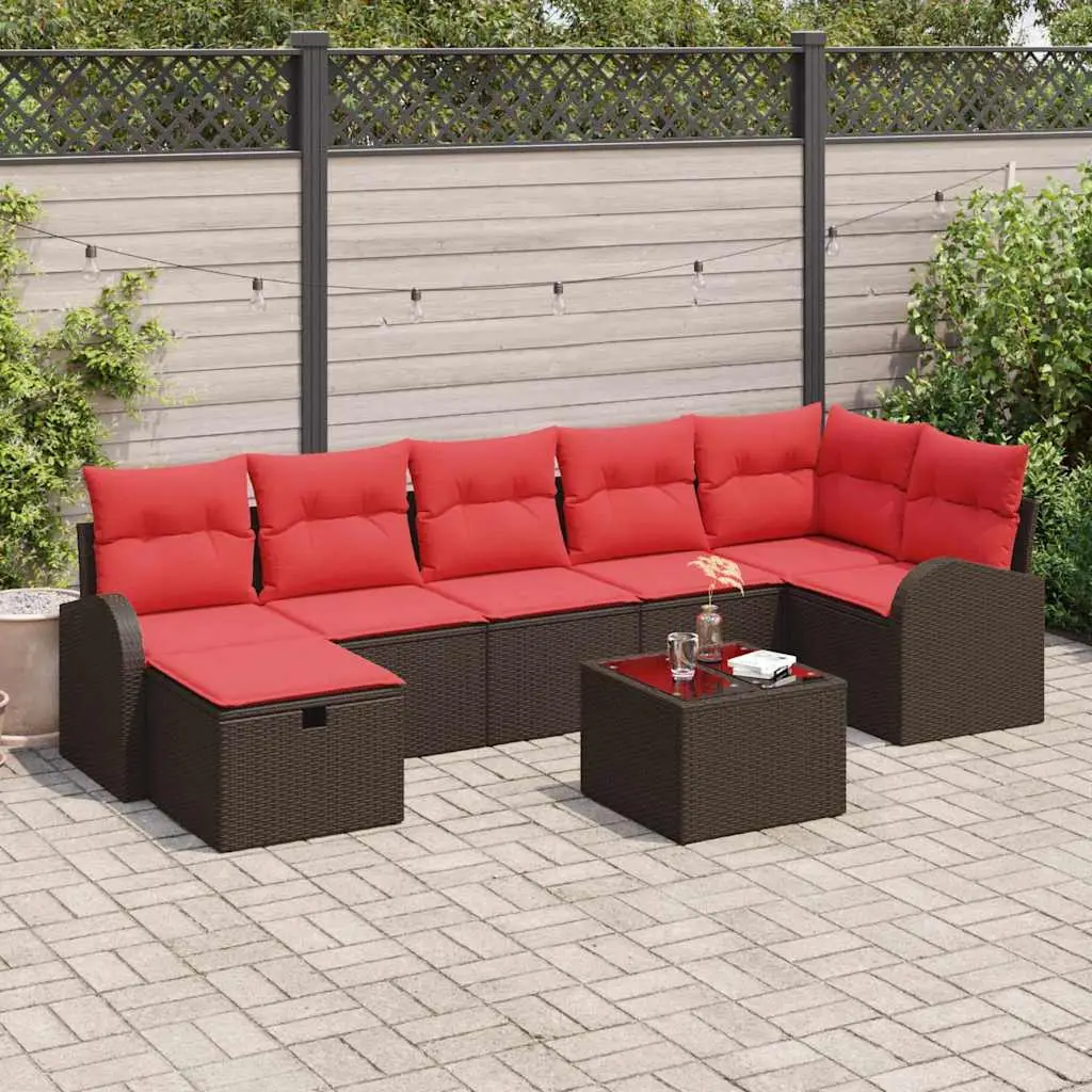 Ensemble de Canapés 8 pcs Marron et rouge polyrotin vidaXL 3359113