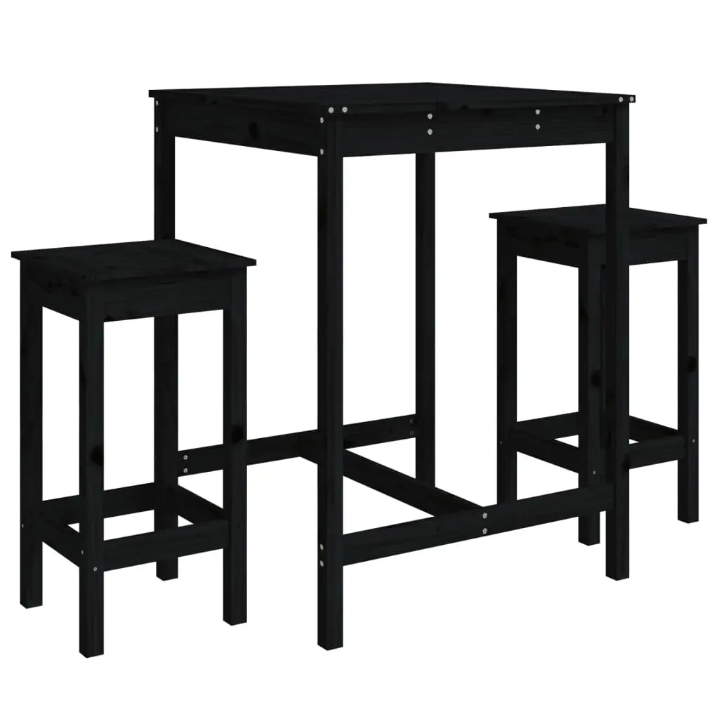 Ensemble de 3 pcs bar de jardin – Mobilier d’extérieur – Mobilier de jardin noir bois de pin massif-JU2241