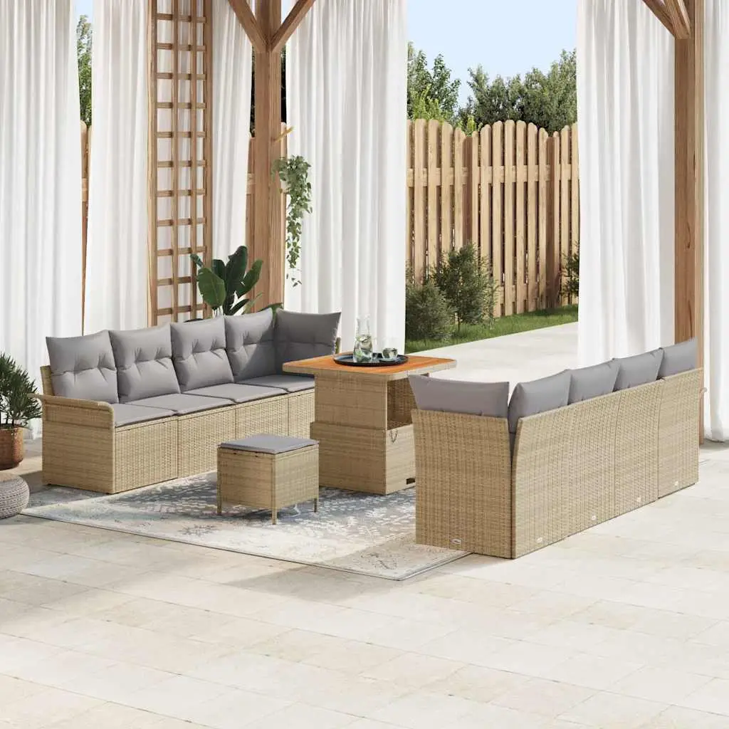 Ensemble de canapé de jardin avec coussin Beige et Gris clair vidaXL 3364057