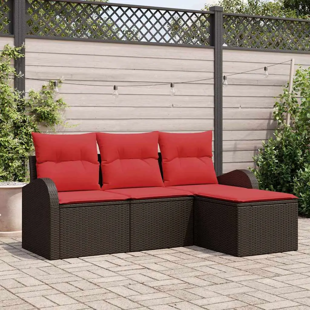 Ensemble de Canapés 4 pcs Marron et rouge polyrotin vidaXL 3354663