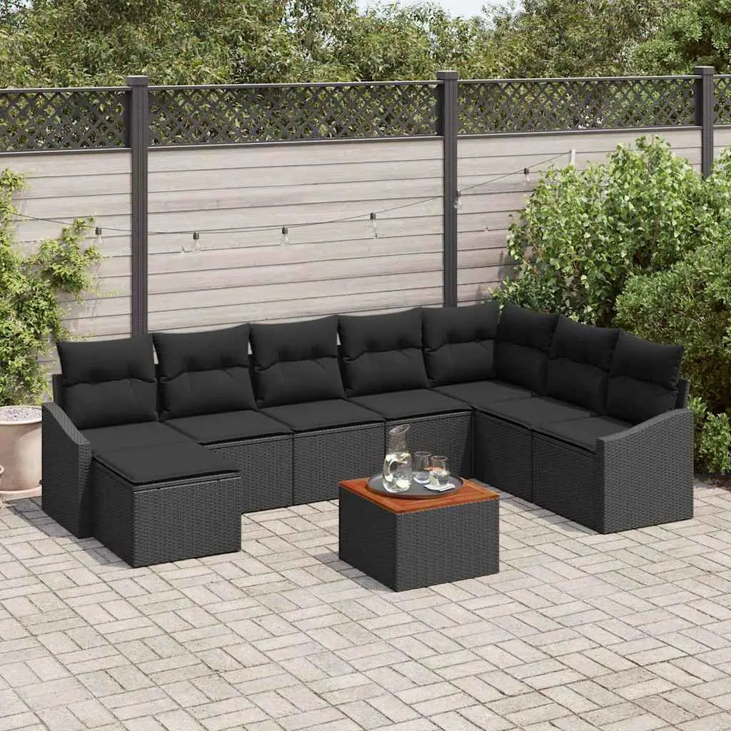 Ensemble de canapé de jardin avec stockage 9 pcs Noir polyrotin vidaXL 3356539