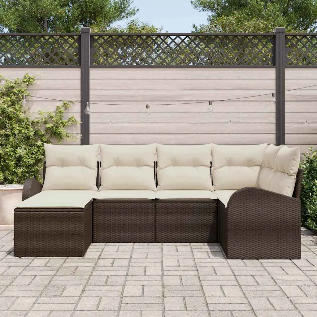 Ensemble de Canapés 6 pcs Marron et blanc polyrotin vidaXL 3354777