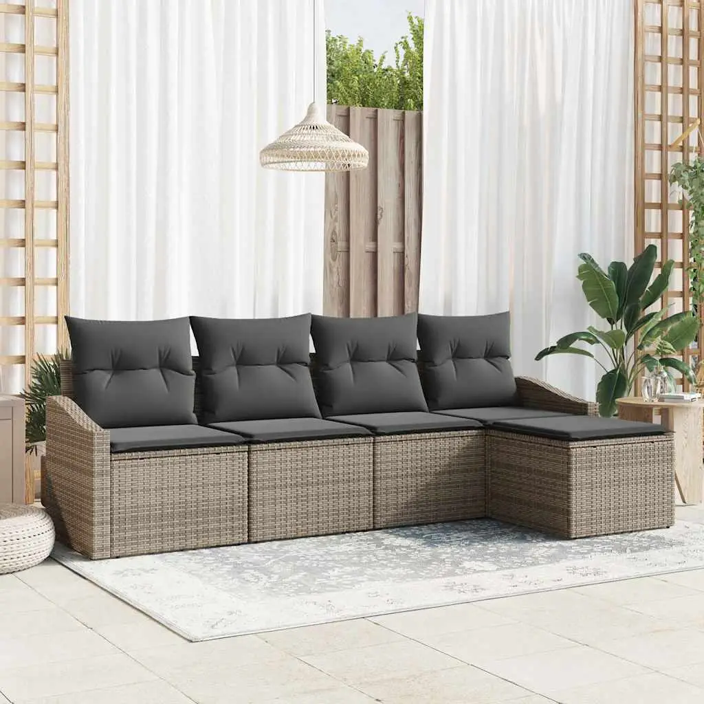 Ensemble de Canapés avec coussin 5 pcs Gris polyrotin vidaXL 3355348