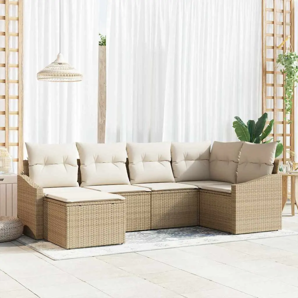 Ensemble de salle à manger pour jardin 6 pcs Beige et crème vidaXL 3355460 Beige et blanc
