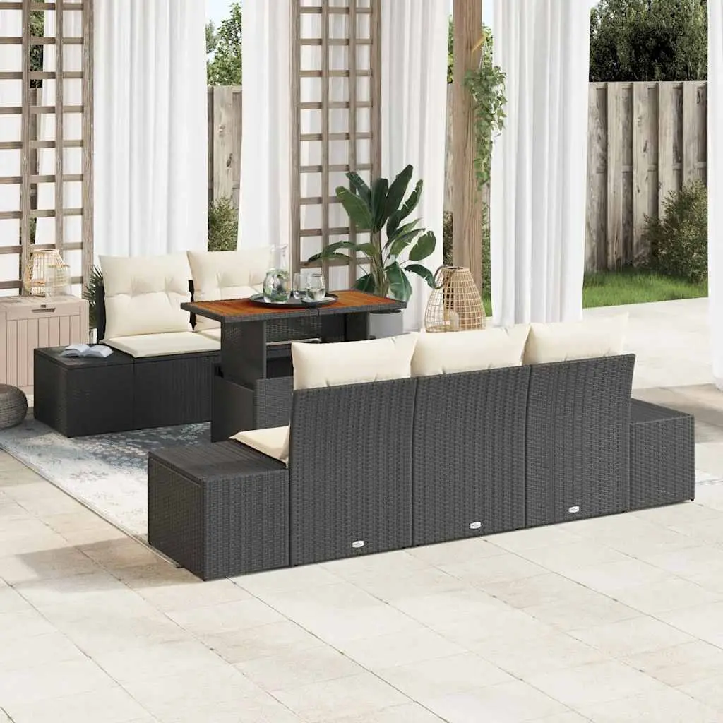 Ensemble de salle à manger pour jardin 6 pcs Noir et Crème vidaXL 3349900 Noir et crème