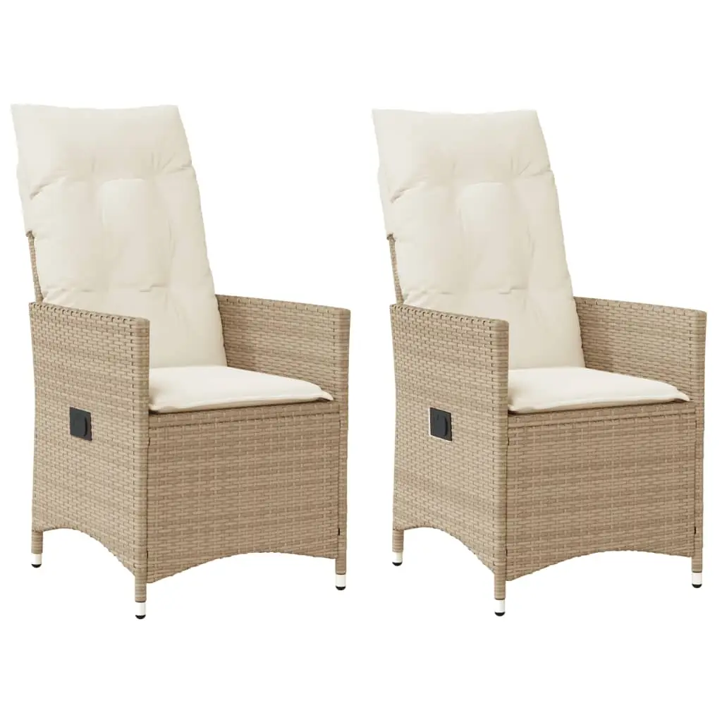 Ensemble de 2 Chaises de Jardin Inclinables en Poly Rotin avec Coussins Inclus Beige – ComfortXL Outdoor Living