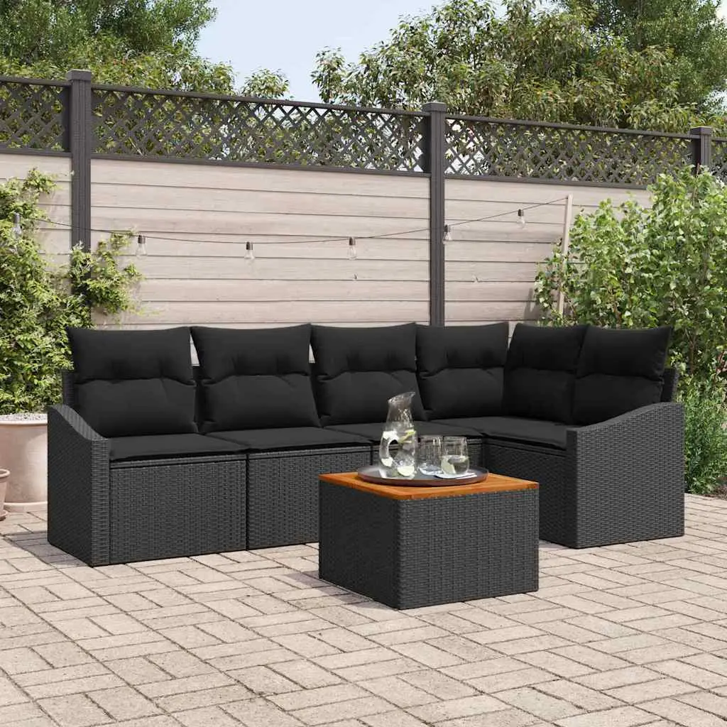 Ensemble de Jardin Bas 6 pcs en Résine Tressée Flexible 5 Places avec Rangement Noir – ComfortXL Outdoor Living