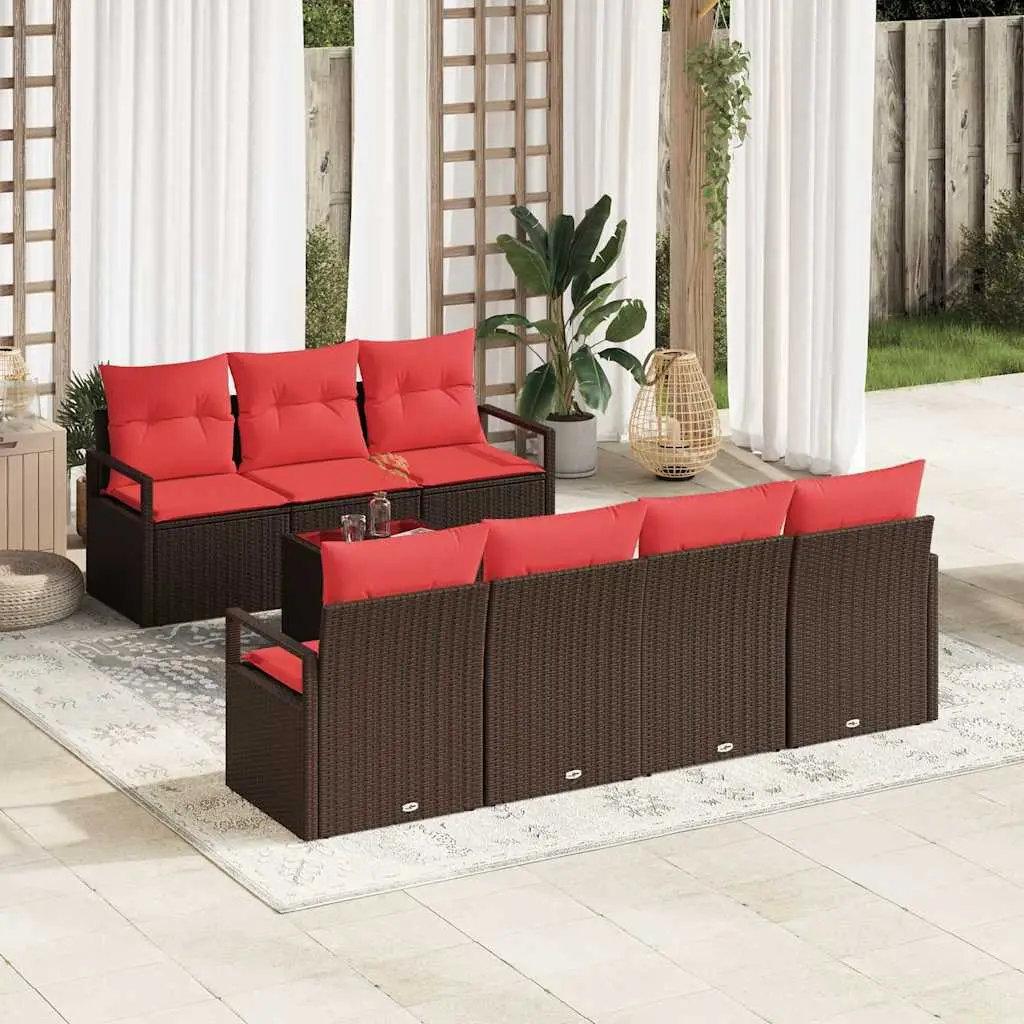 Ensemble de Canapés 8 pcs Marron et rouge polyrotin vidaXL 3346294