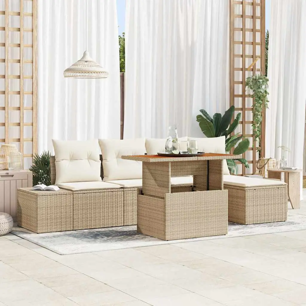 Ensemble de salle à manger pour jardin 6 pcs Beige et crème vidaXL 3349952 beige et crème