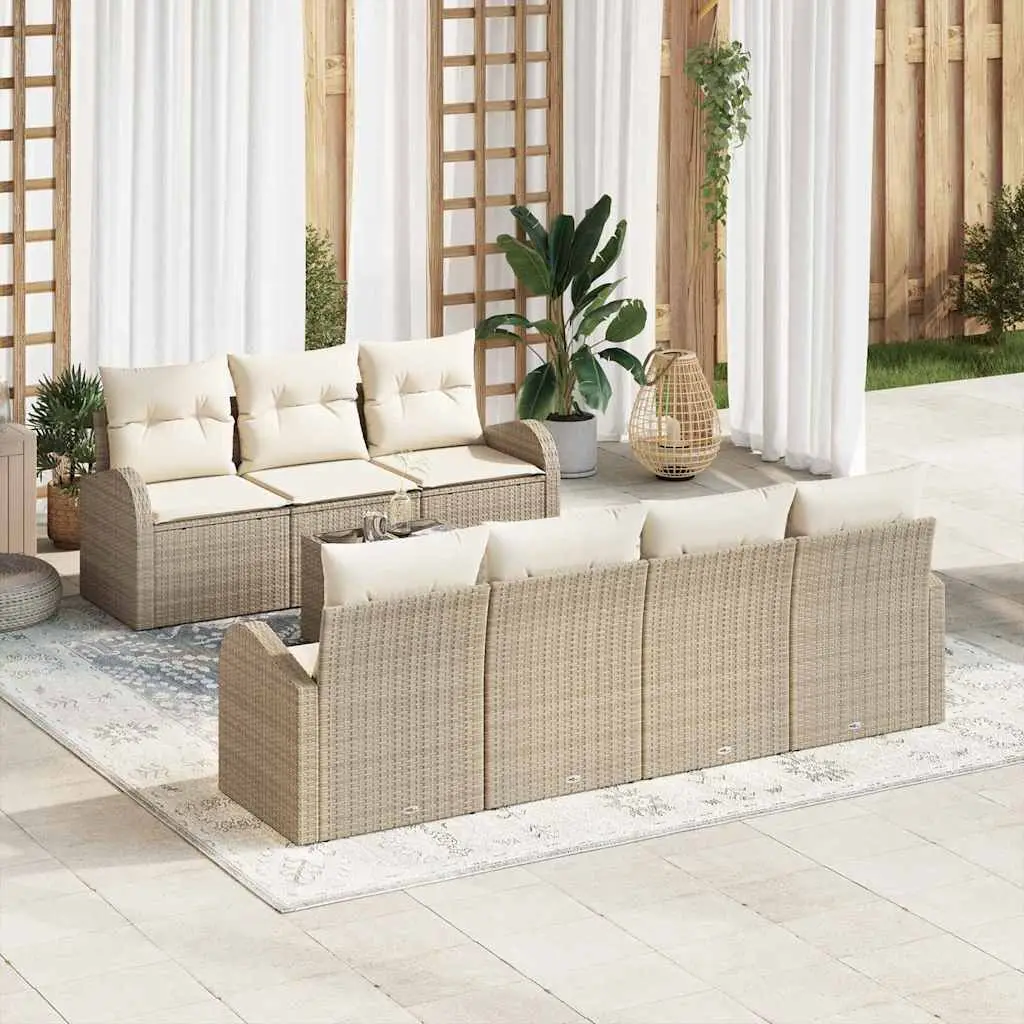 Ensemble de canapé de jardin Beige 55 x 55 x 37 cm polyrotin vidaXL 3345951
