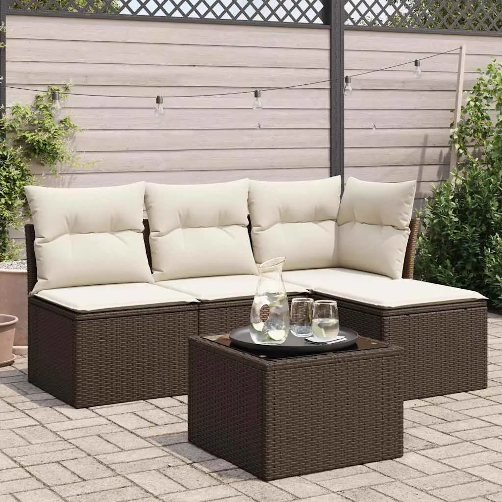 Ensemble canapé de jardin modulable 5 pièces avec rangement intégré pour terrasse Marron – ComfortXL Outdoor Living