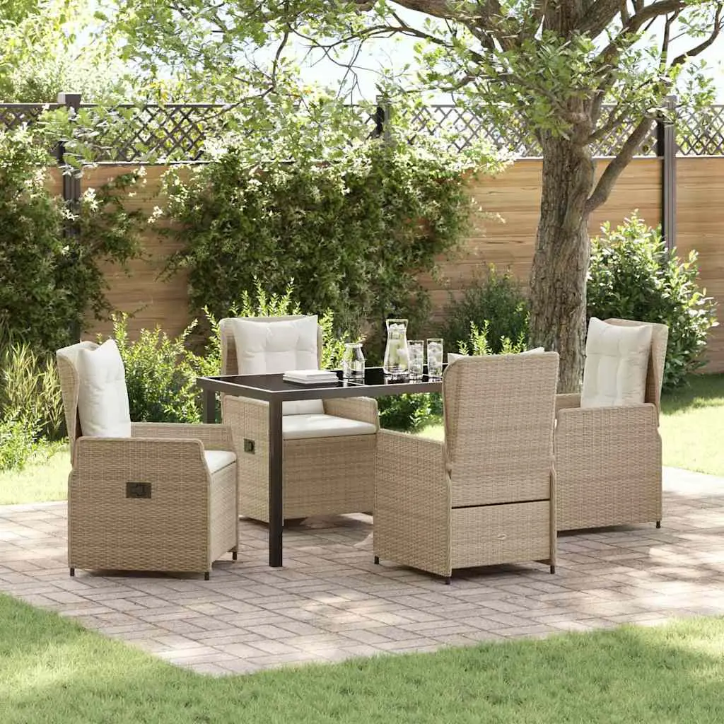 Ensemble de salle à manger pour jardin 5 pcs polyrotin vidaXL 3380969 beige et blanc crème