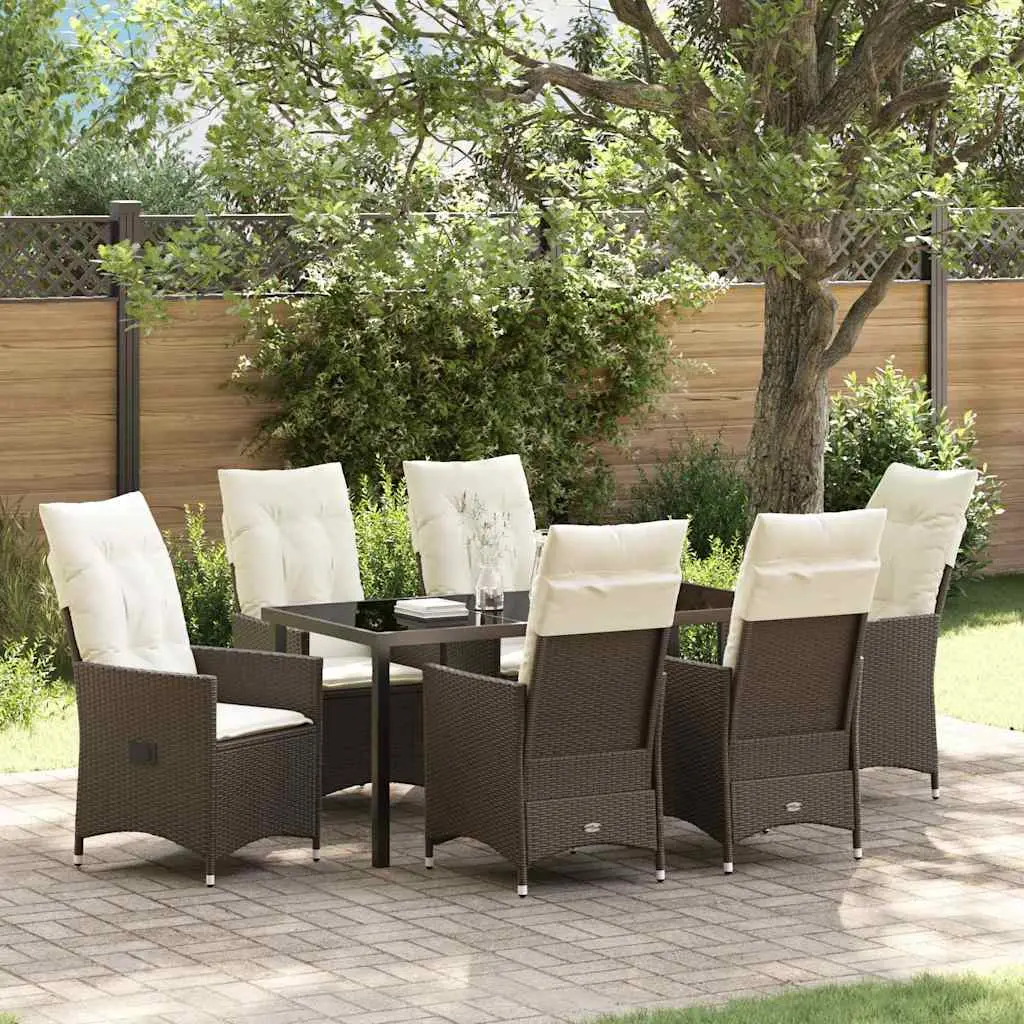 Ensemble de salle à manger pour jardin 7 pcs Marron polyrotin vidaXL 3379545