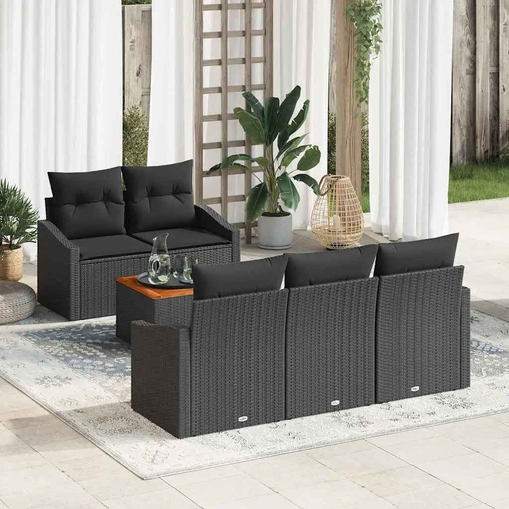 Ensemble de canapé de jardin avec stockage 6 pcs Noir polyrotin vidaXL 3356441