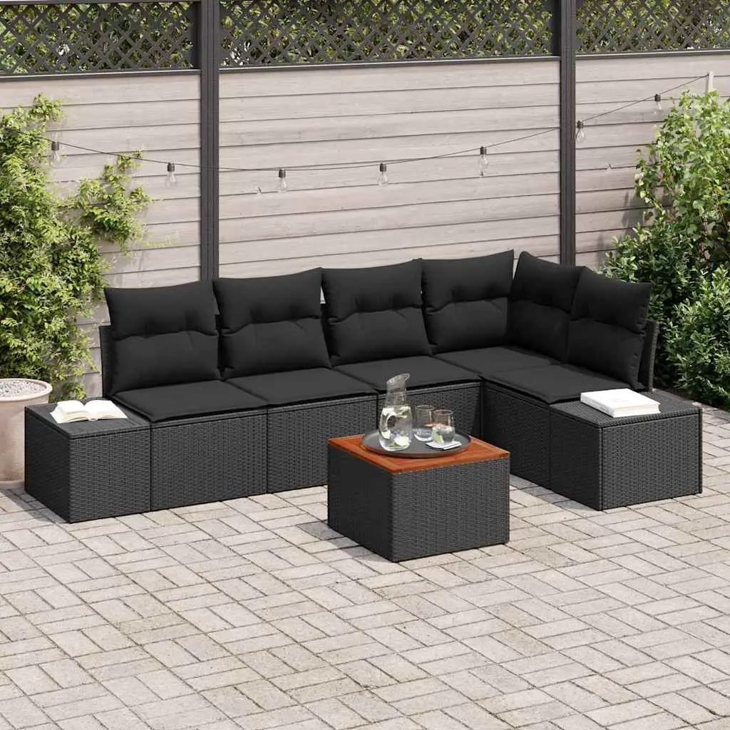 Ensemble de canapé de jardin avec stockage 6 pcs Noir polyrotin vidaXL 3356630