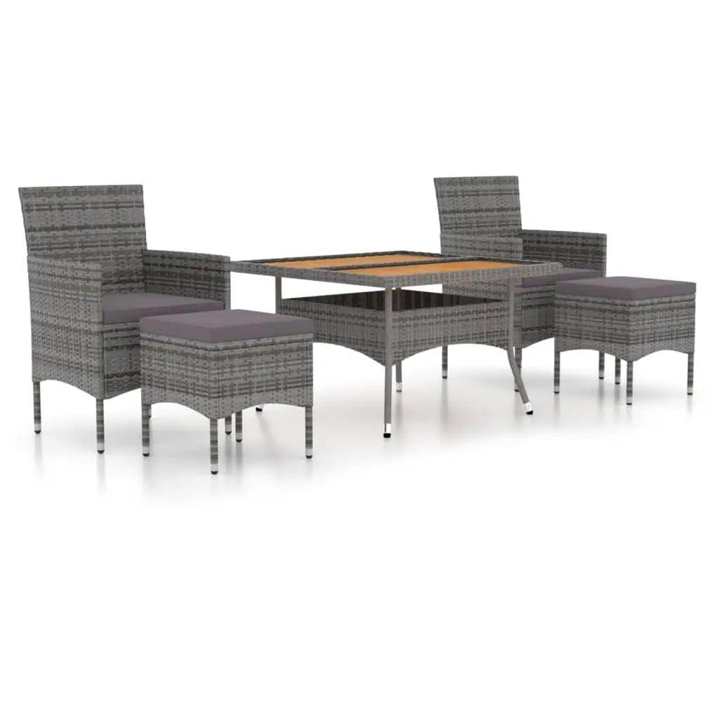 Ensemble de 5 pcs table de jardin avec chaises – mobilier de jardin Résine tressée et acacia Gris-JU2910