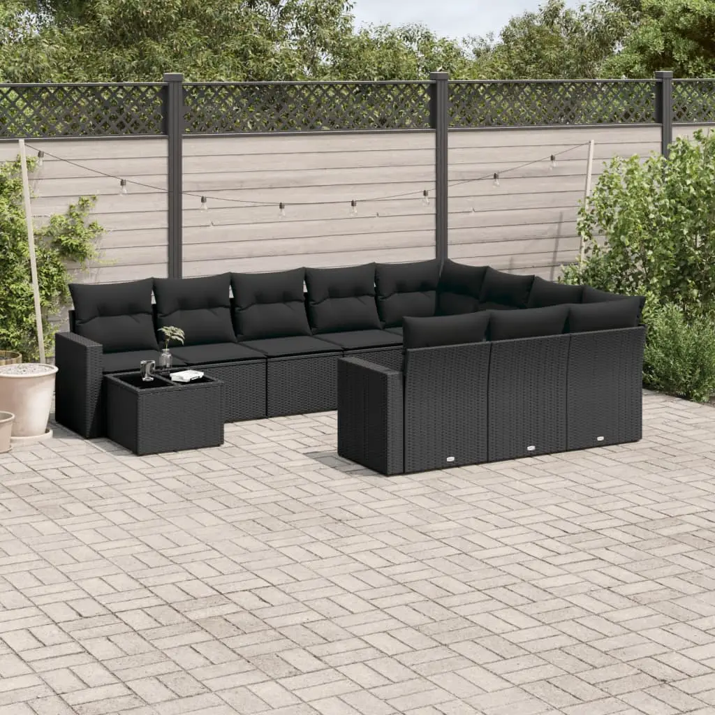 Ensemble de Jardin Modulable 11 Pièces en Résine Tressée avec Coffre de Rangement Noir – ComfortXL Outdoor Living