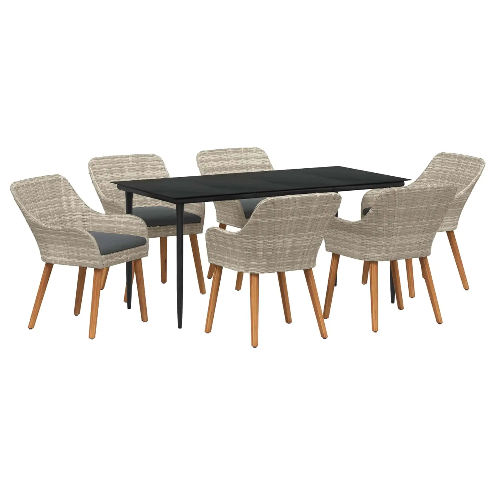 Ensemble de salle à manger pour jardin 7 pcs Gris clair vidaXL 3261709