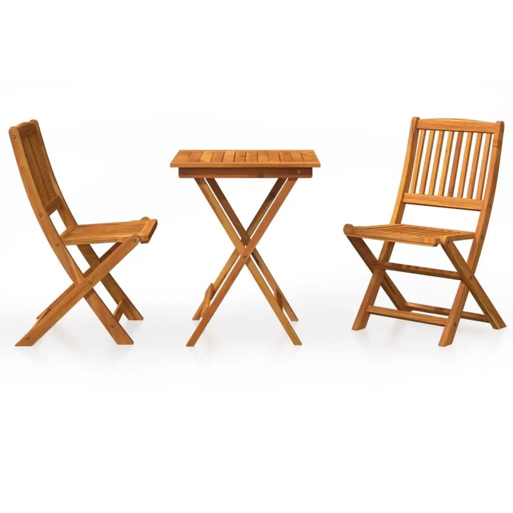 Ensemble de 3 pcs table de jardin et chaises pliable – mobilier de jardin Bois d’acacia solide-JU2677