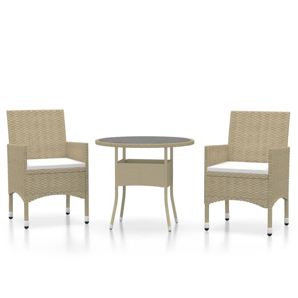 Ensemble de 3 pcs table de jardin avec chaises – mobilier de jardin Résine tressée Beige-JU2441
