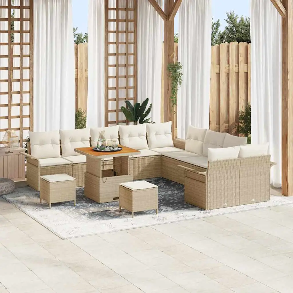 Ensemble Canapé Modulable 13 pcs Rotin Synthétique Confortable Jardin Beige – ComfortXL Outdoor Living