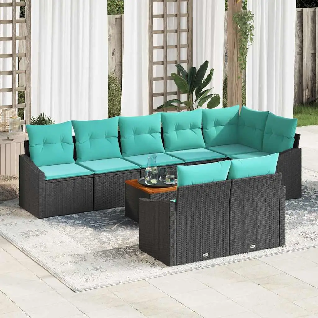 Ensemble de canapé de jardin avec coussin 9 pcs Noir polyrotin vidaXL 3347851