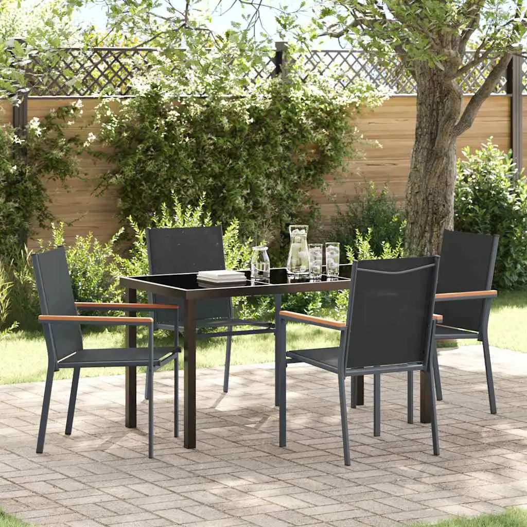 Ensemble de salle à manger pour jardin 5 pcs Noir vidaXL 3379088