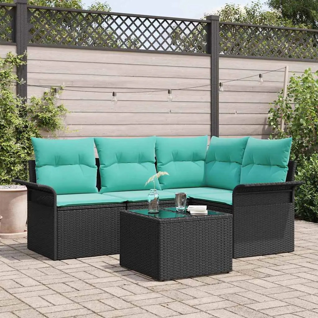 Ensemble de canapé de jardin avec stockage 5 pcs Noir polyrotin vidaXL 3354025