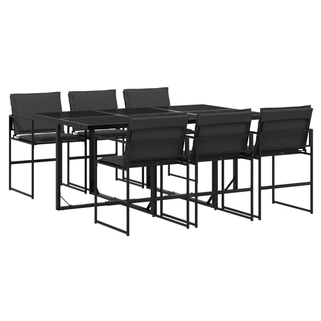 Ensemble de 7 pcs table de jardin avec chaises – mobilier de jardin avec coussins noir textilène