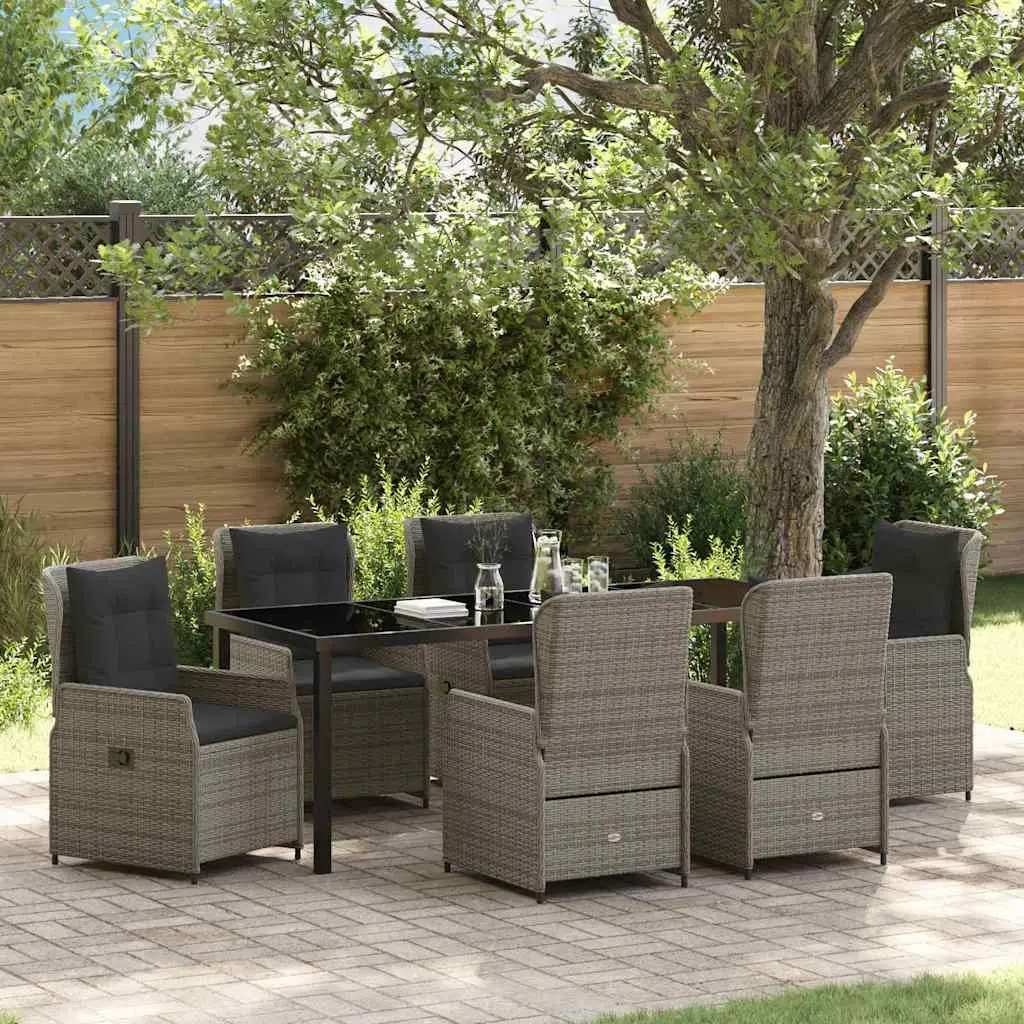 Ensemble de salle à manger pour jardin 7 pcs Gris polyrotin vidaXL 3380958