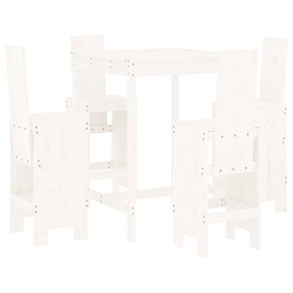 Ensemble de 5 pcs bar de jardin – Mobilier d’extérieur – Mobilier de jardin blanc bois massif de pin-JU2201