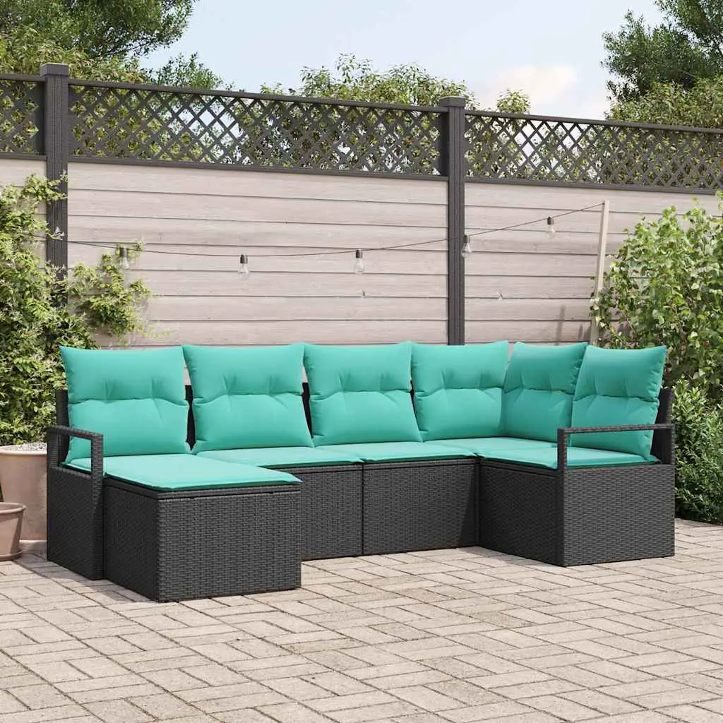 Ensemble de Canapés avec coussin 6 pcs Noir polyrotin vidaXL 3346456